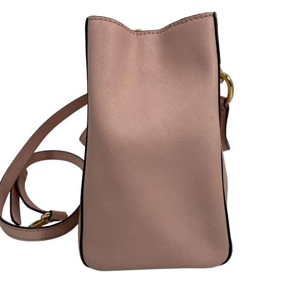 Michael Kors Cynthia Blossom Pink Gold Saffiano Leather Med Satchel Shoulder Bag - Picture 2 of 16